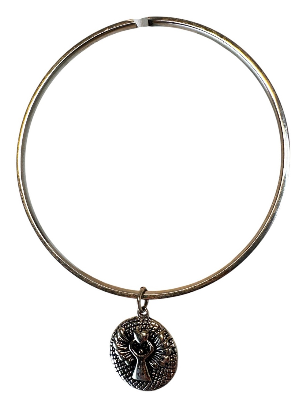 Silvertone Angel Charm Bangle Bracelet  3 inch Layers